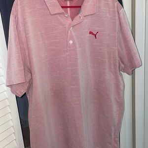 Red Puma Golf Shirt, Size XXL  Has 2 small pin holes near the bottom of shirt.